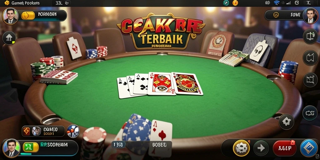 Screenshot utama menampilkan gameplay Poker yang seru dan interaktif.