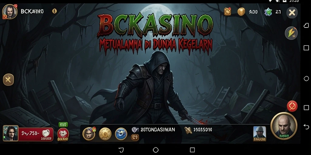 Screenshot BCKASINO menampilkan suasana seram saat menjelajahi lokasi angker.