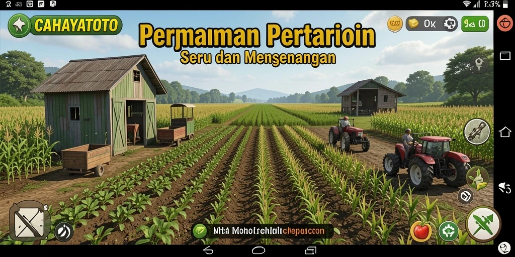 Tampilan gameplay CAHAYATOTO yang menggambarkan suasana pertanian.