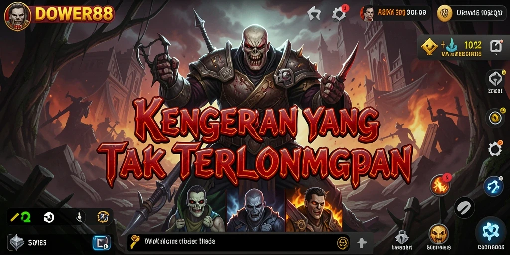 Screenshot DOWER88 menampilkan karakter utama dalam suasana menyeramkan.