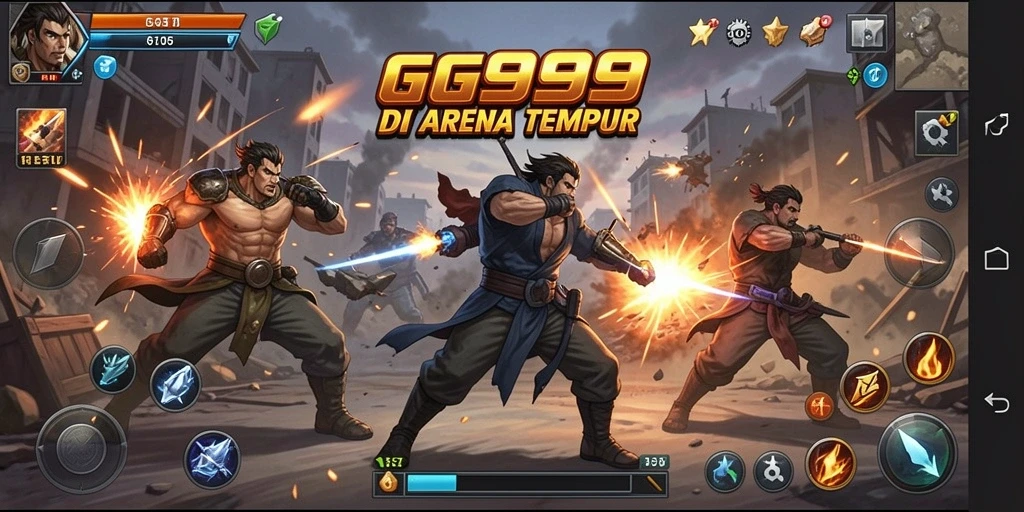Tangkapan layar dari pertarungan mendebarkan dalam GG999.