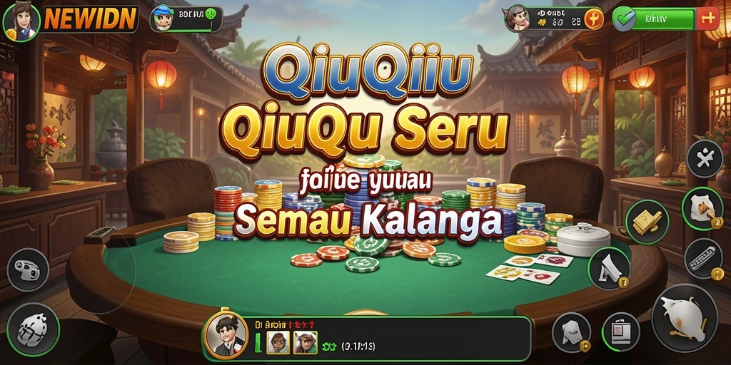 Screenshot gameplay NEWIDN menampilkan suasana permainan QiuQiu yang menarik.