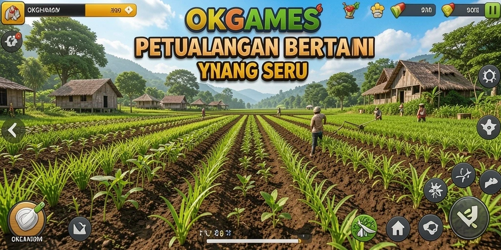 Tampilan gameplay seru di OKGAMES dengan tanaman dan hewan.