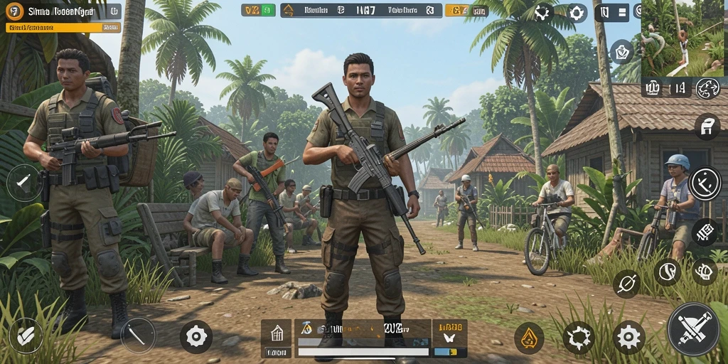 Tangkapan layar gameplay V87 yang menunjukkan interaksi karakter dalam simulasi.